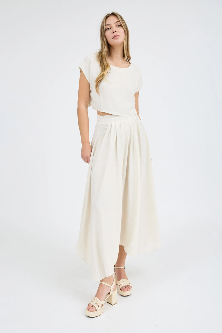 Gwyn Pleated Handkerchief Linen Maxi Skirt