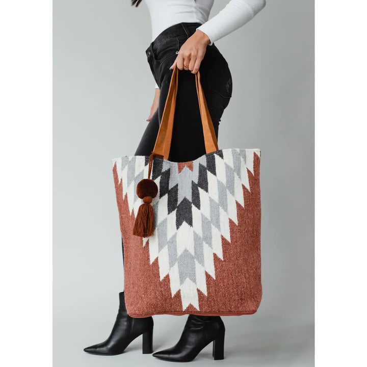 Rust, Cream, & Gray Aztec Tote