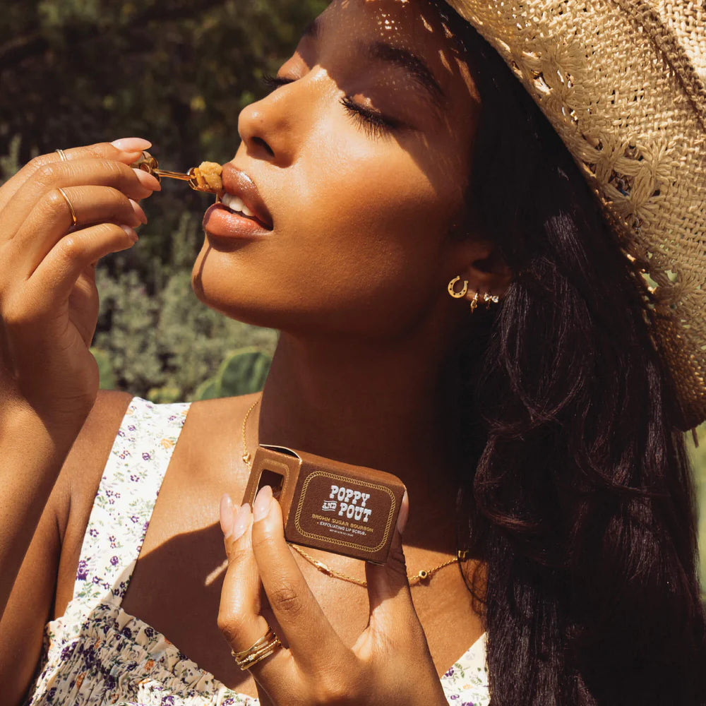 Poppy & Pout Rhinestone Rodeo Lip Scrub Brown Sugar Bourbon